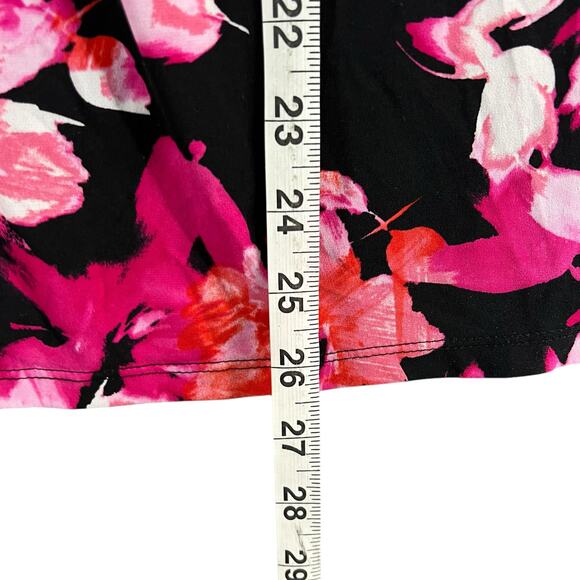 Karl Lagerfeld Top Women L Pink Black Floral Sleeveless Blouse Career Stretch - Picture 6 of 11